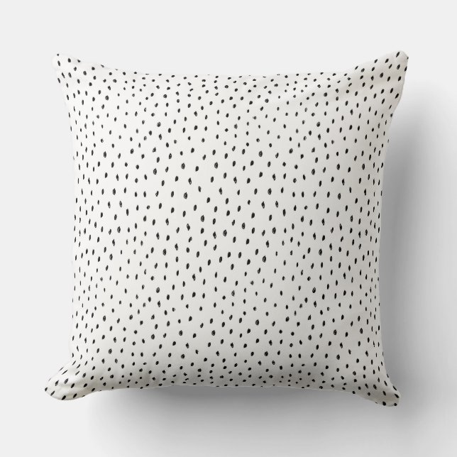 Black and White Modern Doodle Spot Cushion (Front)