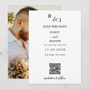 Black and White Modern Elegance Photo Wedding  Save The Date
