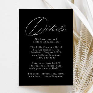 Black and White Modern Elegance Wedding Details Enclosure Card