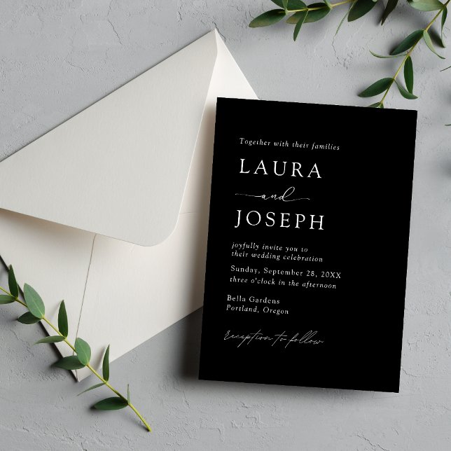 Black and White Modern Elegance Wedding Invitation (Black and white modern elegance wedding invitation blends clean style with your personalized details)