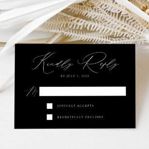 Black and White Modern Elegance Wedding RSVP Card