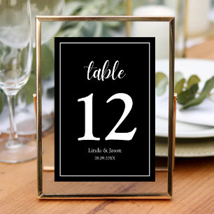 Black and White Modern Elegance Wedding Table Number
