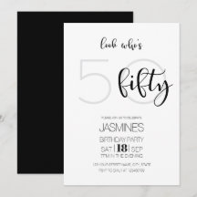 Black And White Modern Elegant 50 Birthday