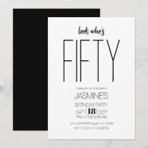 Black And White Modern Elegant 50 Birthday