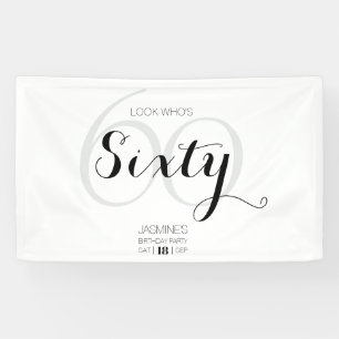Black And White Modern Elegant 60 Birthday Banner