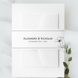 Black and White Modern Elegant Minimal Wedding Invitation Belly Band