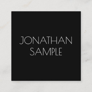 Black And White Modern Elegant Simple Template Square Business Card