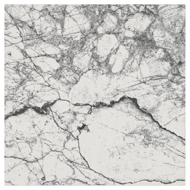 Black and White Modern Faux Marble Pattern Fabric (Close Up)