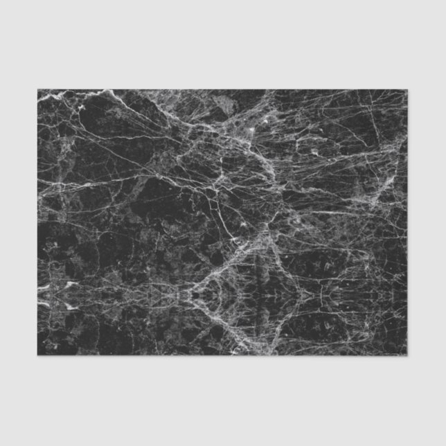 Black and White Modern Faux Marble Pattern Tissue Paper (Front)