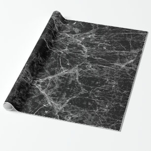 Black and White Modern Faux Marble Pattern Wrapping Paper