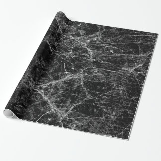 Black and White Modern Faux Marble Pattern Wrapping Paper