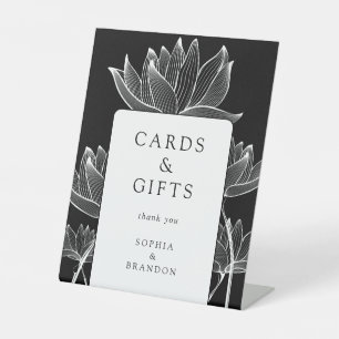 Black And White Modern Floral Cards And Gifts Pedestal Sign