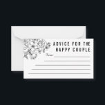 Black and white modern floral marriage advice card<br><div class="desc">A modern floral design in a monochrome colour palette consisting of poppies and roses drawn in black on a white background. The idea is that you place these cards on the tables at your reception or leave them on a table for your guests to fill out during the ceremony as...</div>