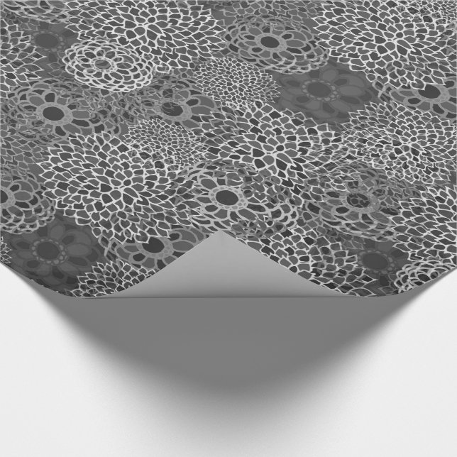 Black and White Modern Floral Wrapping Paper (Corner)