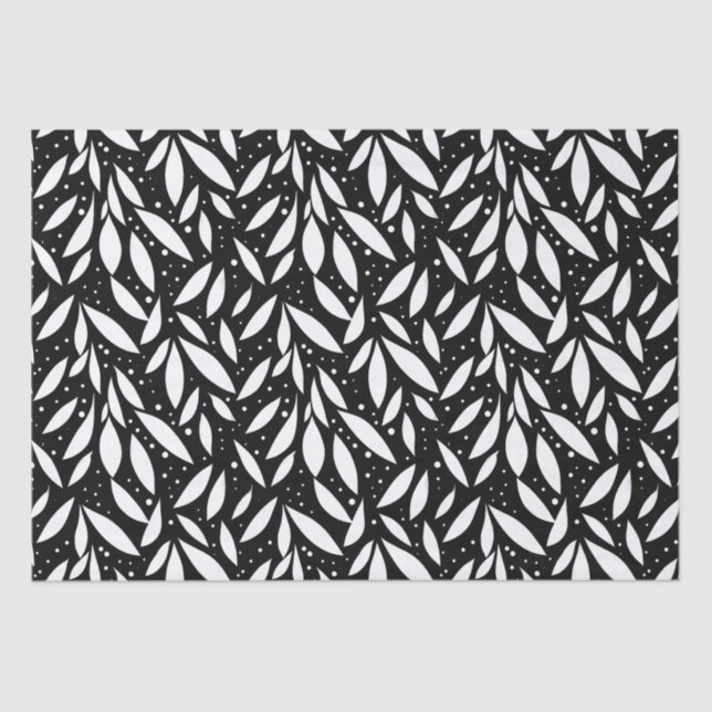 Black and White Modern Foliage Tissue Paper (Front)