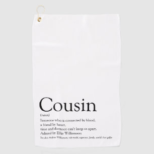 Black and White Modern Fun Cousin Definition Golf Towel