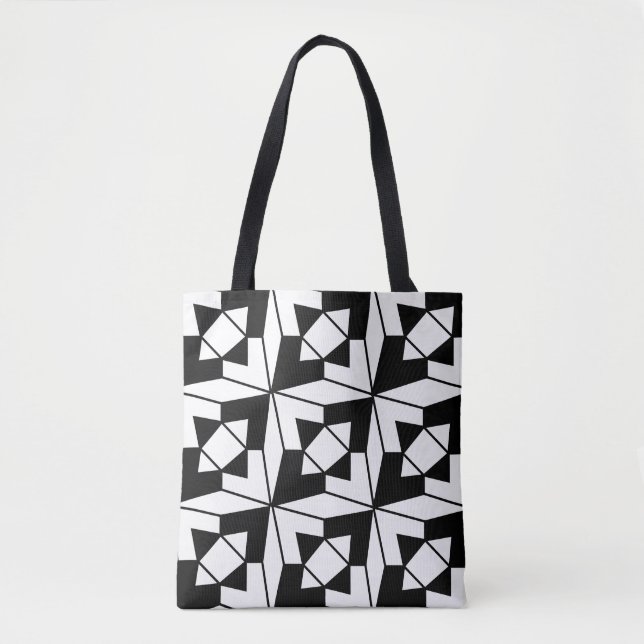 Black and White Modern Geometric Pattern Tote Bag (Front)
