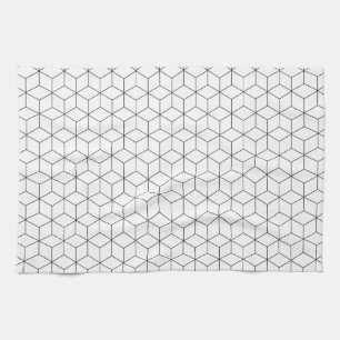 Black And White Modern Geometric Tea Towel