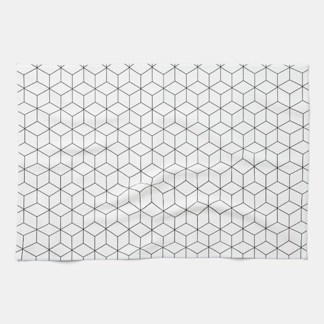 Black And White Modern Geometric Tea Towel (Horizontal)