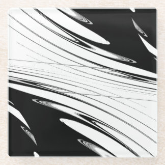 Black and White Modern Glass Coaster