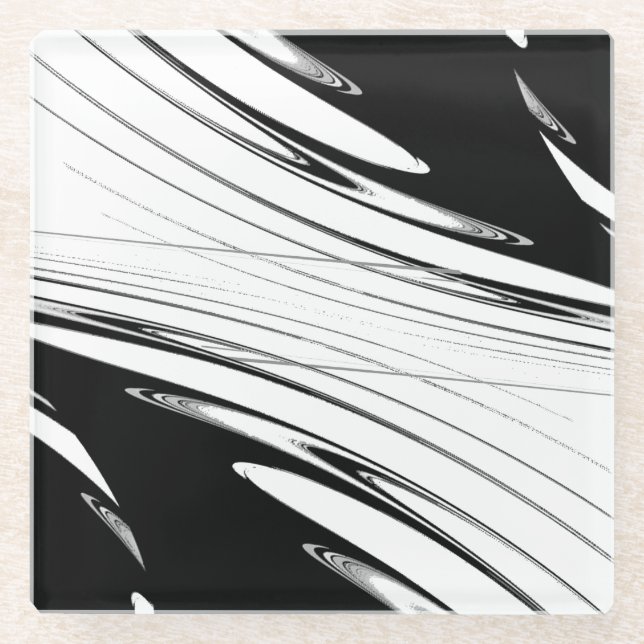 Black and White Modern Glass Coaster (Front)