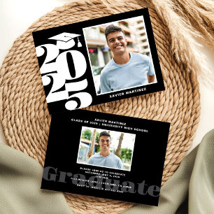 Black and White Modern Graduation Party Invitation