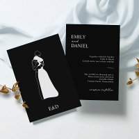 Black and white modern HandDrawn Couple Wedding