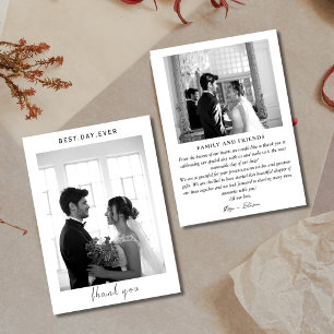 Black and white modern handwriting wedding thank you card