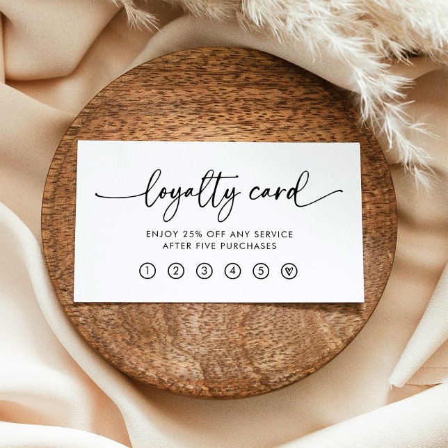 Black and White | Modern Handwritten Script Loyalty Card (Creator Uploaded)