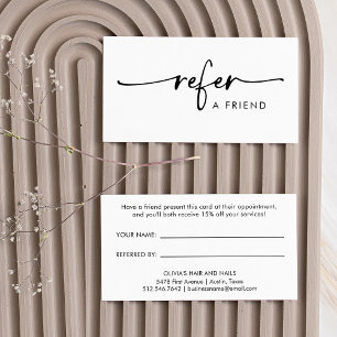 Black and White Modern Handwritten Script Referral Card