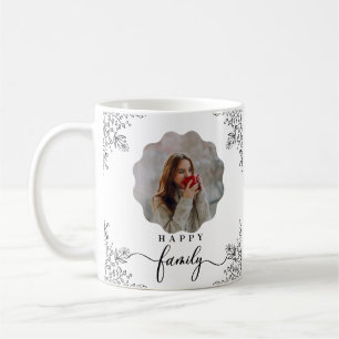 Black and White Modern Happy Family Photo Mug