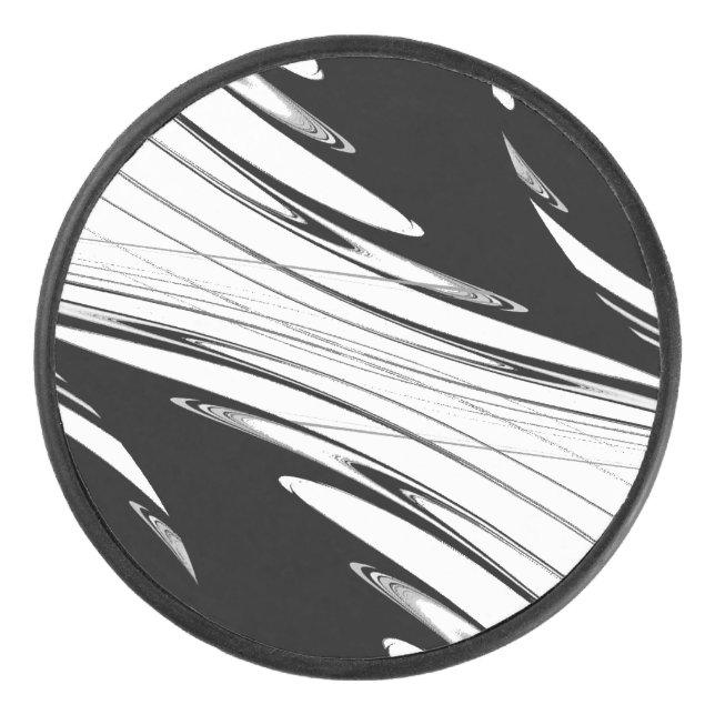 Black and White Modern Hockey Puck (Front)
