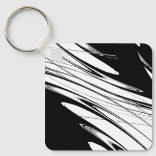 Black and White Modern Key Ring