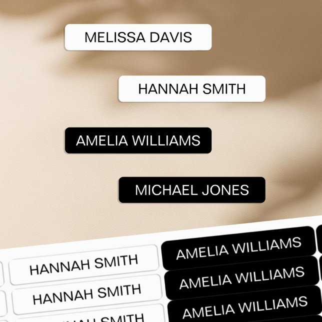 Black and White Modern Kids Waterproof Name Labels (Creator Uploaded)
