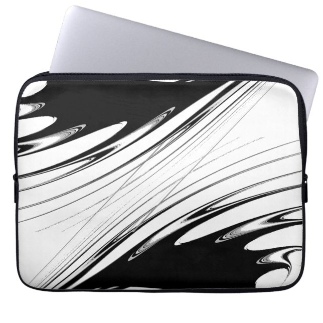Black and White Modern Laptop Sleeve (Front)