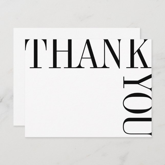 Black and White Modern Large Text Thank You Note (Front/Back)