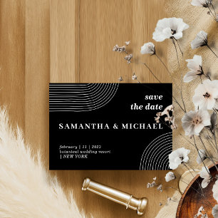Black and White Modern Line Geometric Save date Invitation
