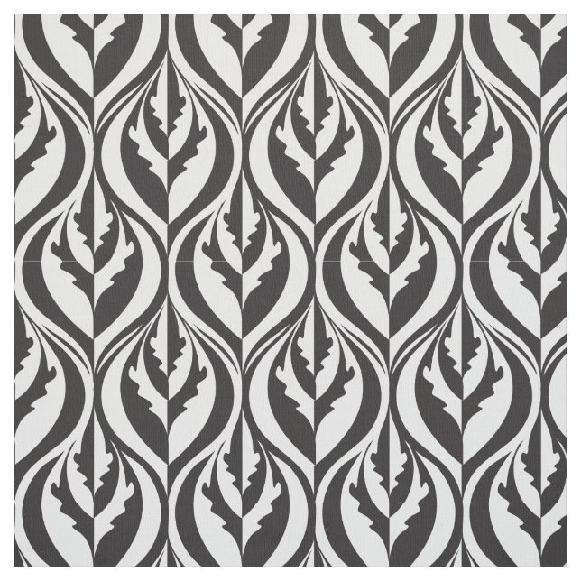 Black and white Modern luxe leaf fabric (Swatch)