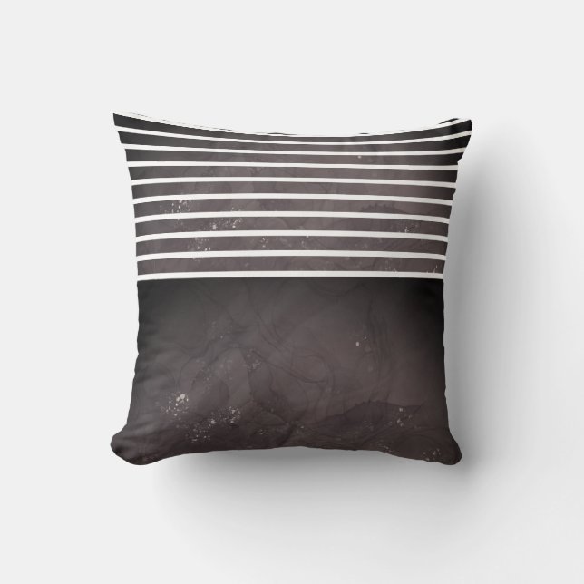 Black and White Modern Marble Stripe Cushion (Front)