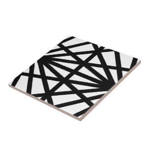 Black And White Modern Mechanical Line Drawing Tile