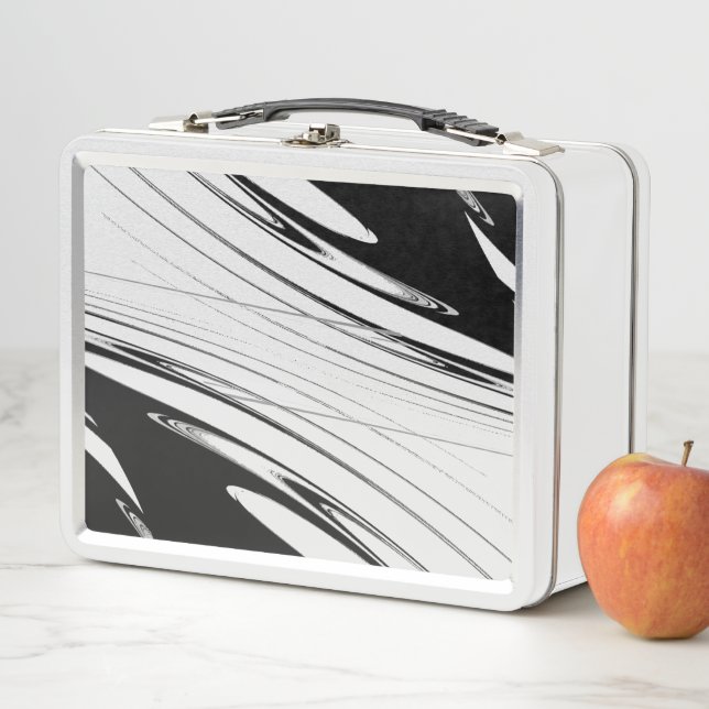 Black and White Modern Metal Lunch Box (In Situ)