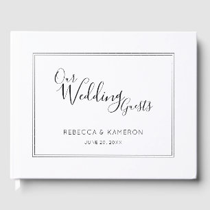Black and White Modern Minimal Calligraphy Wedding Guest Book