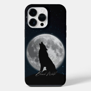 Black And White Modern Minimalist Black Wolf iPhone 14 Pro Max Case