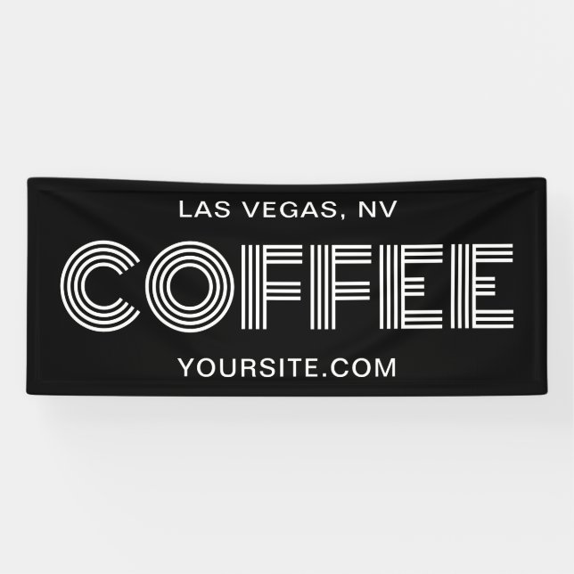 Black and White Modern Minimalist Coffee Banner (Horizontal)