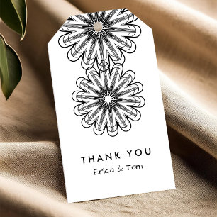 Black and white modern minimalist floral gift tags