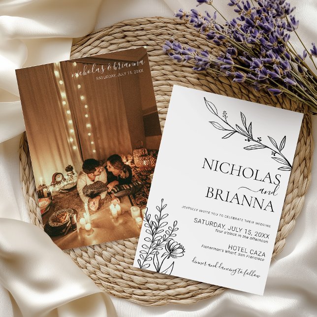 Black and White Modern Minimalist Photo Wedding Invitation (Creator Uploaded)