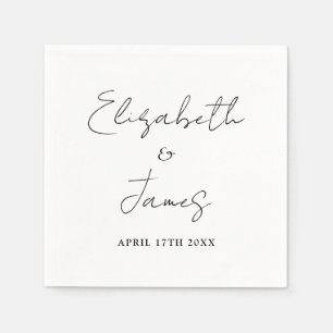 Black And White Modern Minimalist Script Wedding Napkin