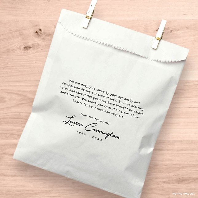 Black and White Modern Minimalist Simple Funeral Favour Bags (Creator Uploaded)