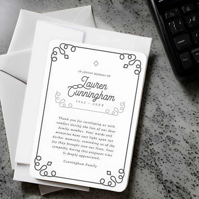 Black and White Modern Minimalist Simple Funeral Thank You Card (Creator Uploaded)