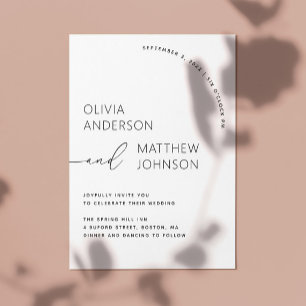 Black and white modern minimalist simple wedding invitation
